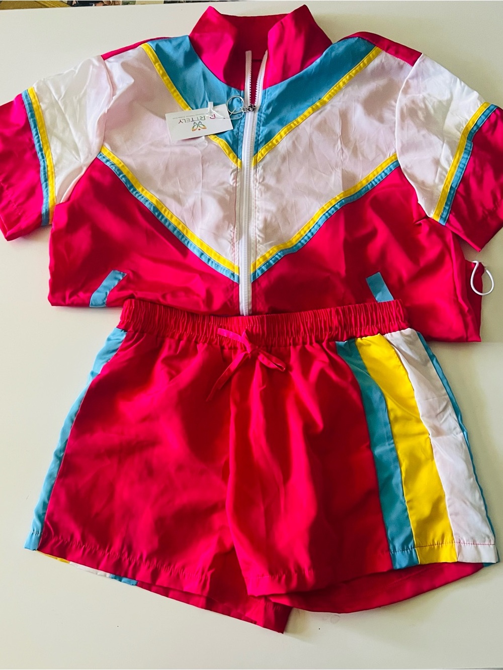 Unbranded Women's Fuchsia Colorblock Track Shorts & Crop Jacket Set